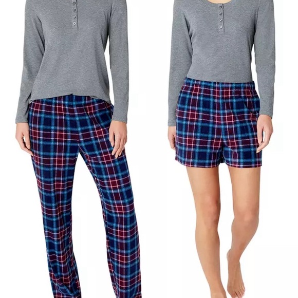 Eddie Bauer Ladies 3 Pc. Sleep Set Waffle Fleece RED PLAID 3XL - Picture 8 of 8